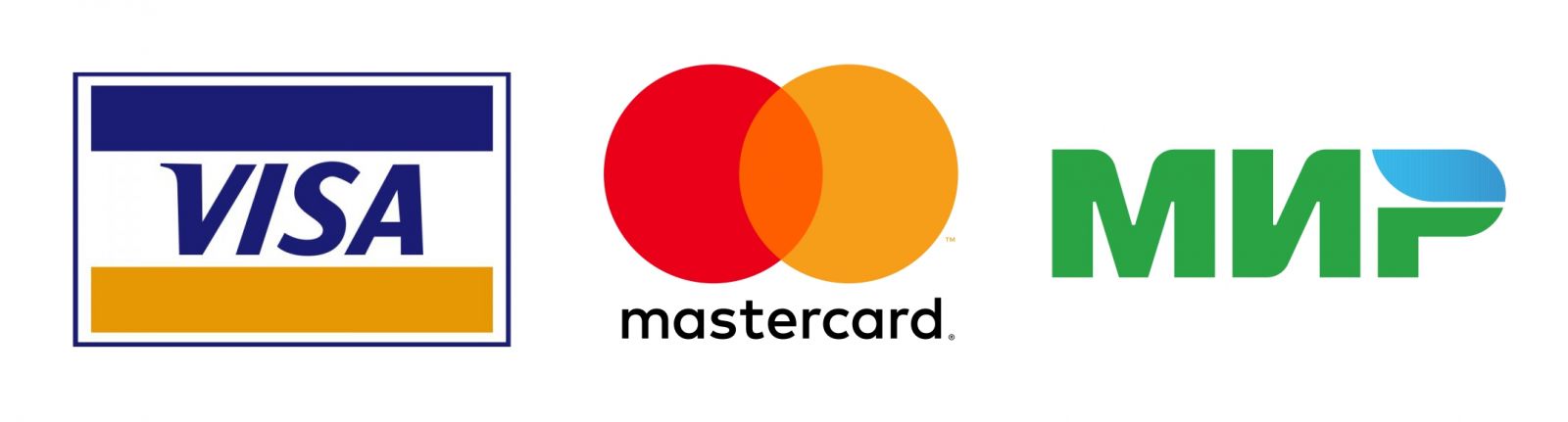 Оплата с помощью Visa, MasterCard, МИР